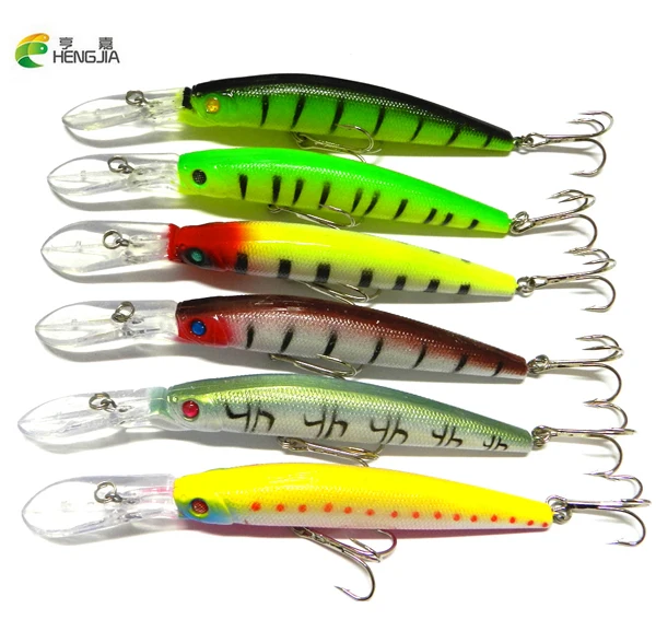 

HENGJIA 6pcs 15g 145mm Minnow Fishing Lures Hard Bait 3D Eyes Hooks Plastic Crank Bait Swimbait Fishing Wobbler Depth 0.6-2.4m