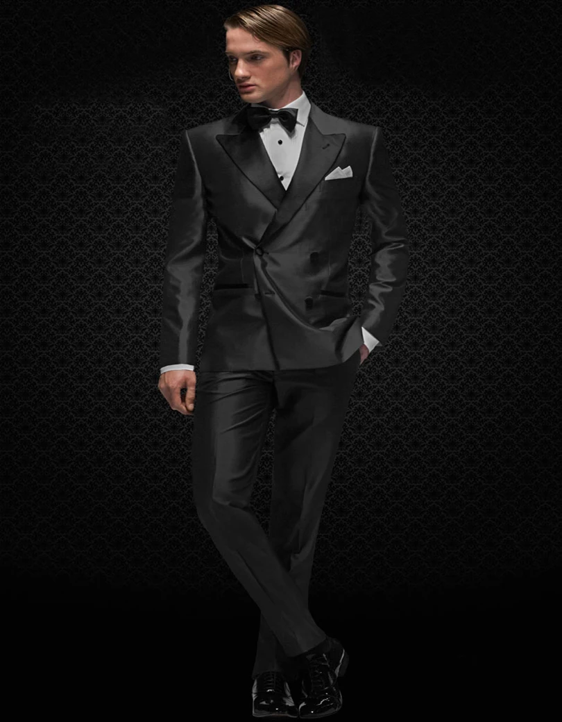 New Arrival Custom Made Wedding Dinner Suits Double Breasted Italian Groom Suits In Grey