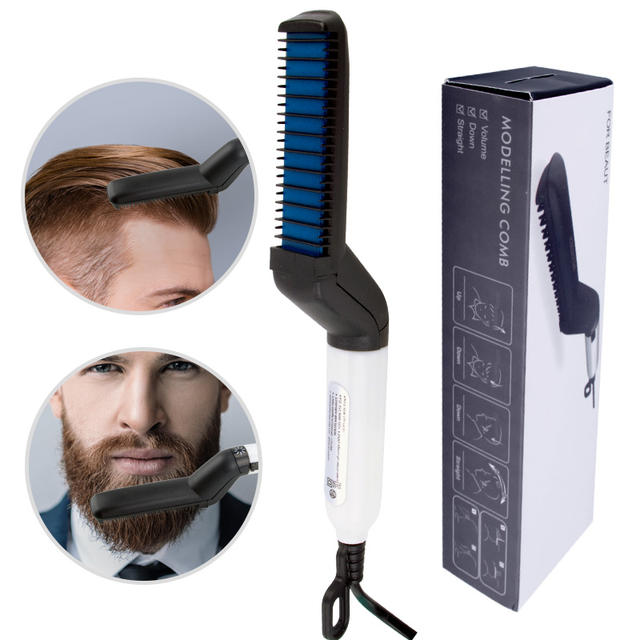 Multifunctional Hair Comb Brush Beard Straightener Hair Straighten Straightening Comb Hair Curler Quick Hair Styler For Men