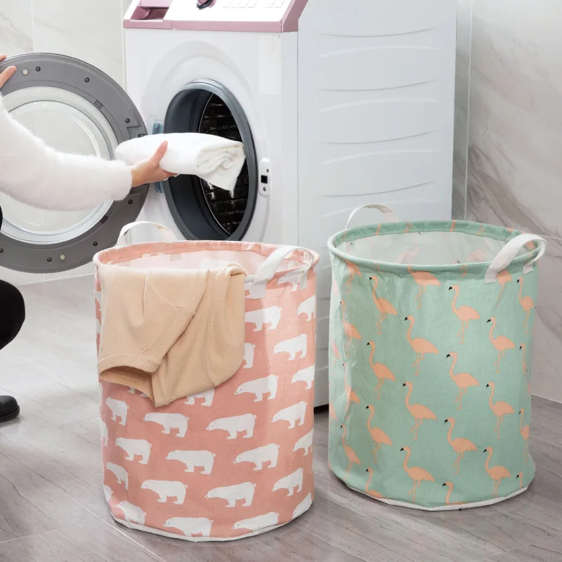 طوي القطن الكتان حقيبة الغسيل للماء قماش كبيرة INS الرباط سلة الغسيل لعب صندوق تخزين ملابس منظم مع غطاء