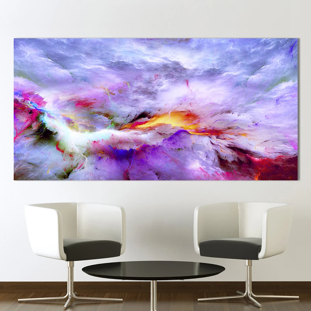 

QK ART Wall Art Pictures For Living Room Home Decor Abstract Unreal Clouds Canvas Oil Painting Printed No Frame