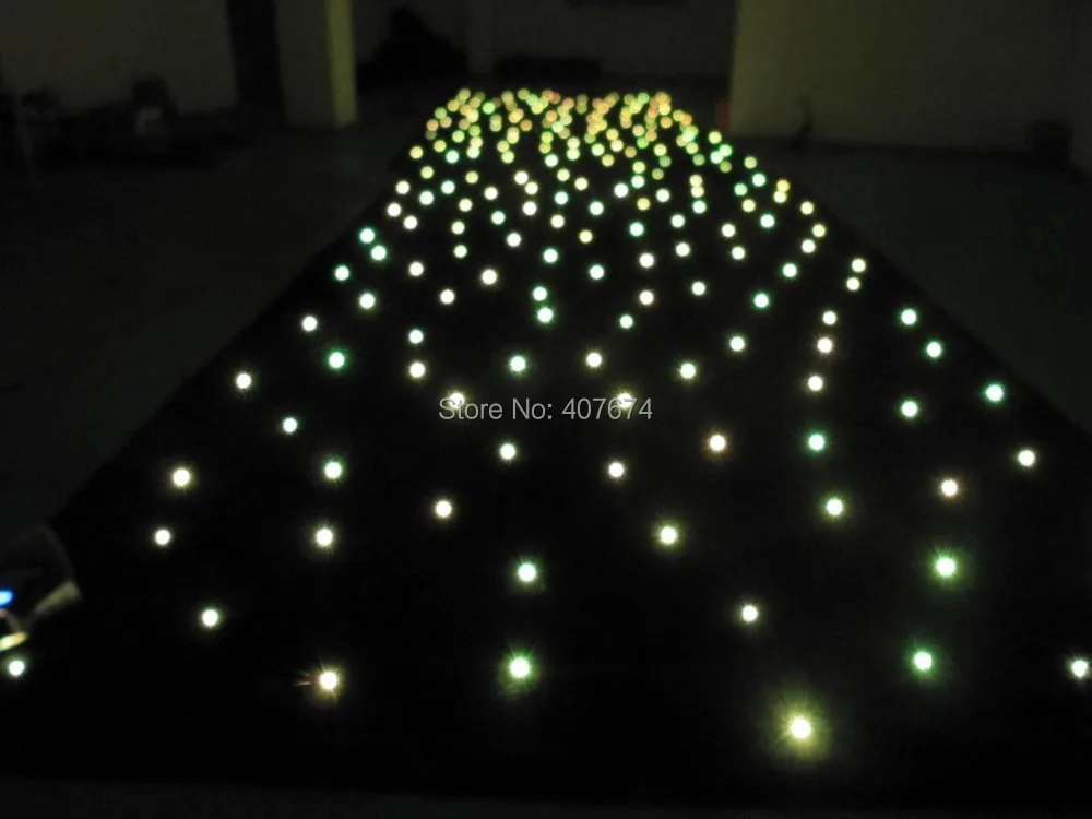 

Rasha 2M*6M RGB 3in1 SMD5050 Super Brighness LED Star Curtain 14 Pre-Set Programs DMX512 LED Star Cloth Curtain For Wedding