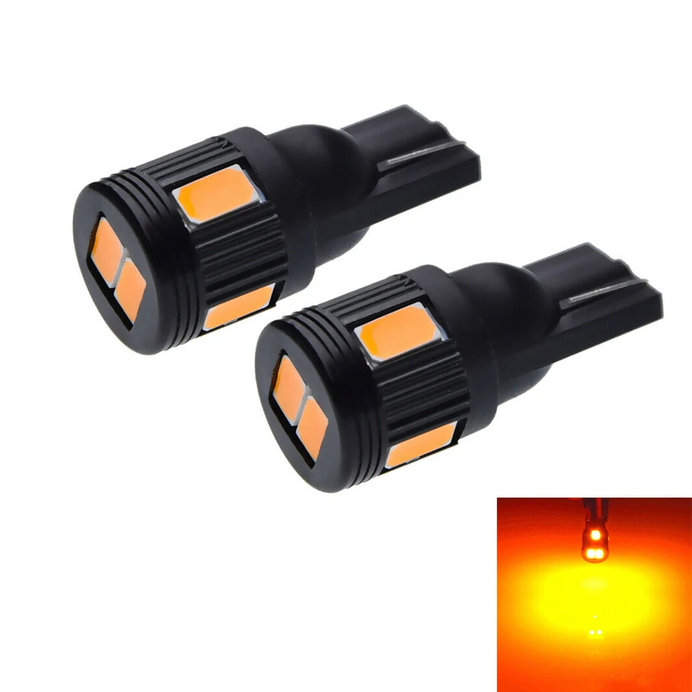 

1 Pair Car LED Lights Amber Orange Yellow T10 W5W 6LEDS Bulbs Car 6PCS 5630 LED CHIPS Door Side Wedge Light Lamps 12V 2019 New