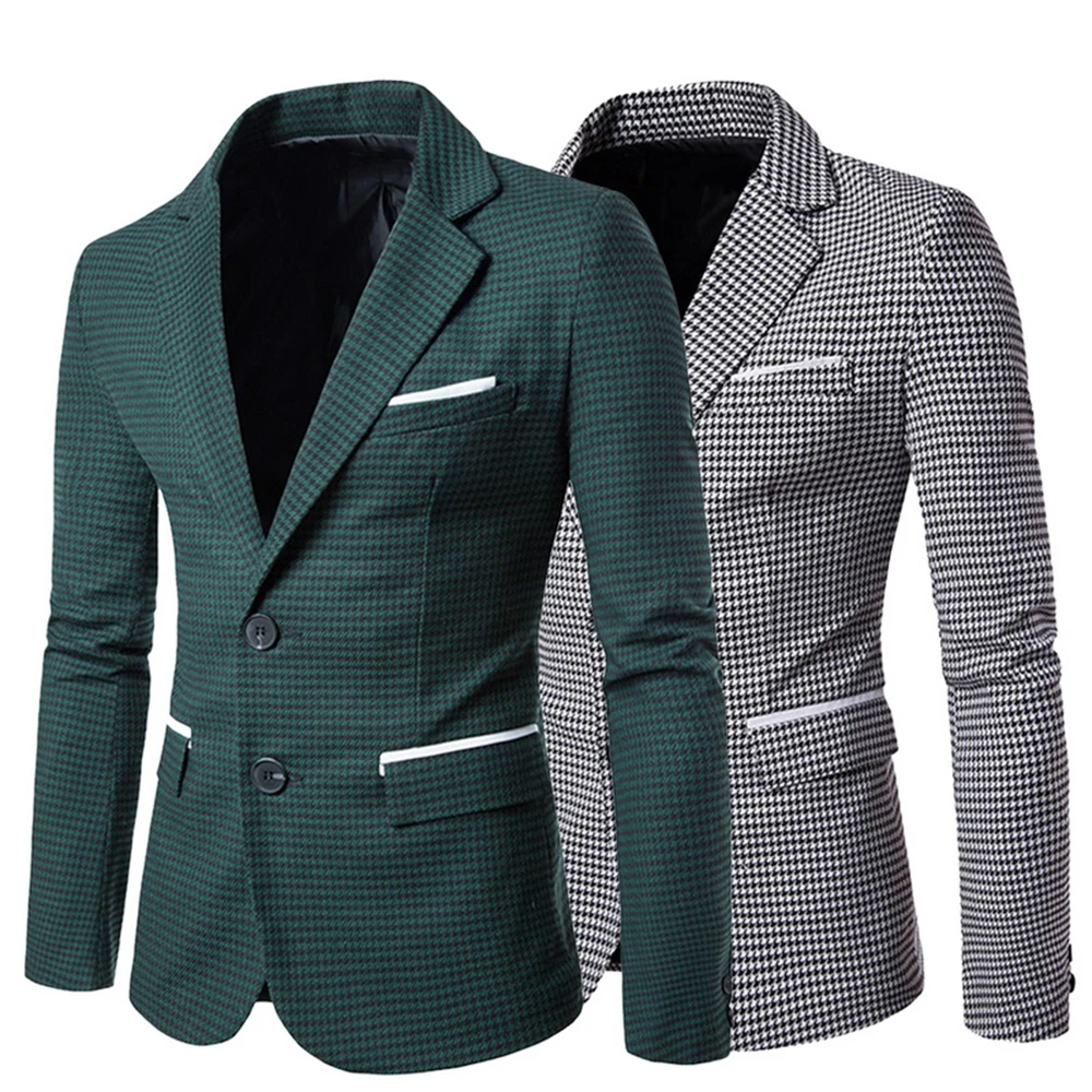 MoneRffi пиджак мужской блейзер куртки мода плед Бизнес размера плюс Формальные костюмы пальто тонкий Свадебная вечеринка пальто
