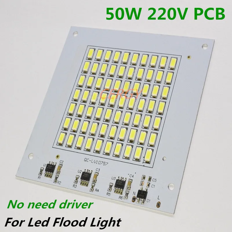 10pcs/lot DIY smd5730 50W aluminum board AC220V LED floodlight pcb
