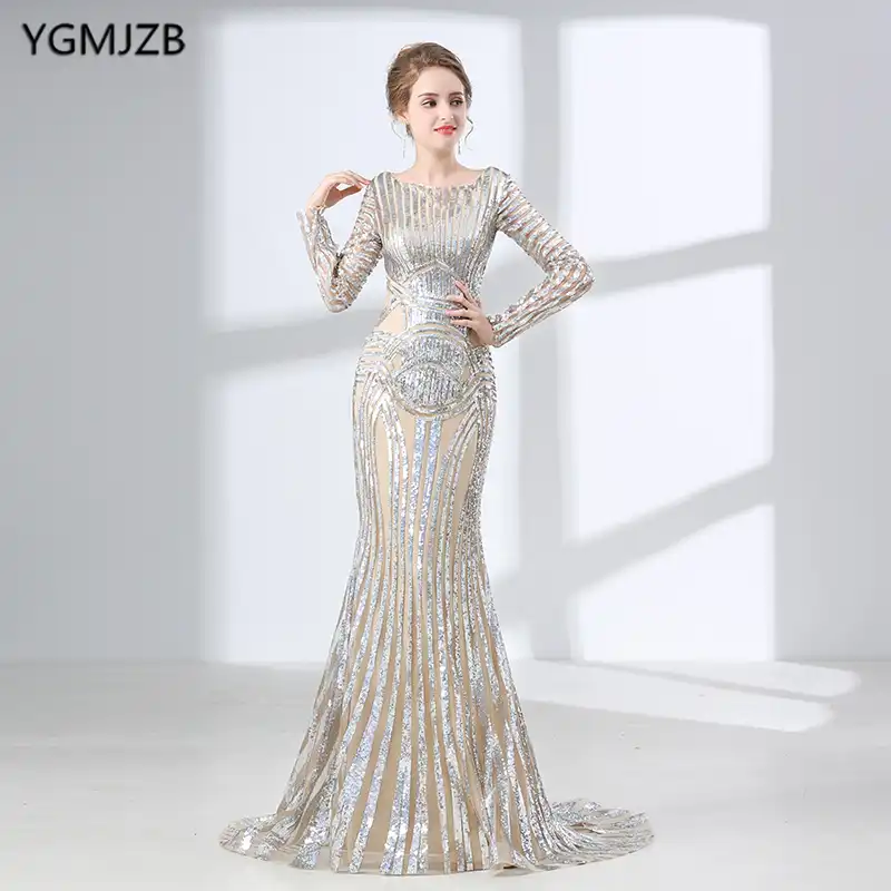 Wonderbaarlijk Luxe Moslim Avondjurken Lange Mouwen 2019 Mermaid Sequin Arabische EN-52