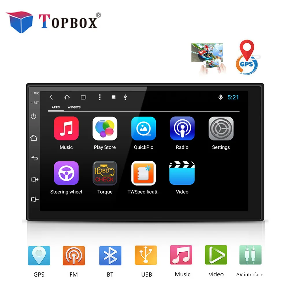 

Topbox 2Din Android Car DVD player GPS+Wifi+Bluetooth+Radio+Quad Core 7 inch 1024*600 screen car stereo radio