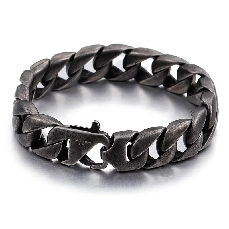 

New Stainless steel jewelry Titanium steel 316L boiled black bracelet personality men chain