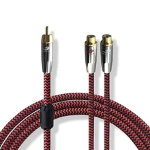 RCA Male to 2 RCA Female Audio Cable Subwoofer Speaker Amplifier Hifi OFC Cable Wire Braided 1M 2M 3M 5M 8M