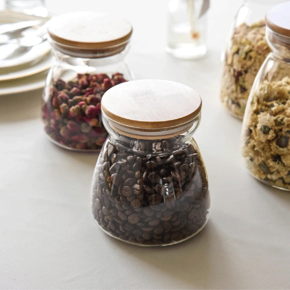 Деликатный контейнер для хранения зерна кофейные бобы пылезащитный герметичный прозрачный чайный контейнер с деревянная крышка Кухонный Контейнер для пищевых продуктов