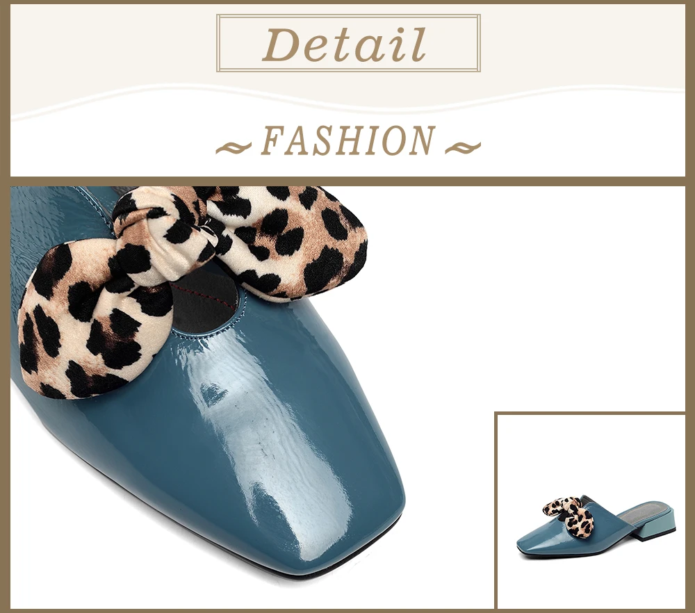 SOPHITINA/модные шлепанцы с бантиком-бабочкой; пикантная уникальная леопардовая обувь из лакированной кожи; удобные женские шлепанцы на квадратном каблуке; MO94