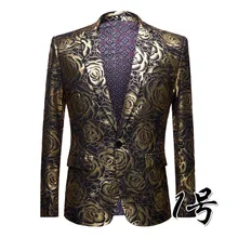 Модный мужской костюм, куртки, золотой жаккард, тканый Блейзер, роскошные лацканы, вечерние, сценическая одежда, обтягивающий официальный мужской пиджак
