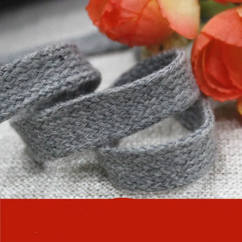

Grey cotton, hollow flat rope, double braided belt, shoelace, waistband, hat band, drawstring rope