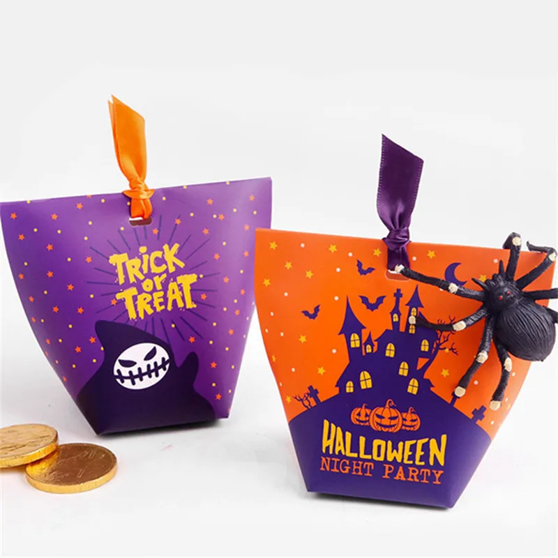 Halloween Trick Or Treat Candy Box Pumpkin Ghost Skull Decor Baby