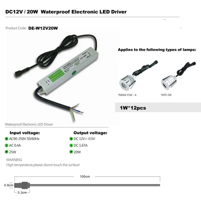 12 V 20 W 50 W утопленные лампы светодиодный драйвер адаптер трансформаторный блок Питание IP67 Водонепроницаемый CE по ограничению на использование опасных материалов в производстве US/UK/EU/AU стандарт