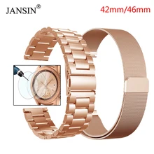 JANSIN нержавеющая сталь металлический ремешок+ Миланская Петля Браслет ремешок для samsung Galaxy Watch 42 мм 46 мм с защитной пленкой экрана