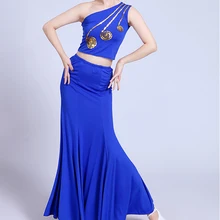 Женский комплект одежды для танцев 180-360, женский летний сексуальный танцевальный костюм, юбка фасона "Русалка"+ рубашка, женские юбки