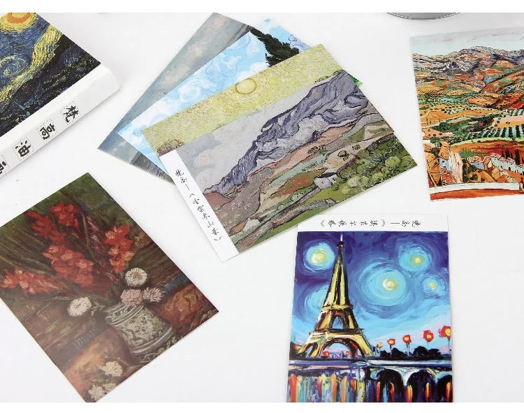 30 Pcs/Set Van Gogh oil painting Lomo Card /Greeting Card/Message Card/Birthday Letter Envelope Gift Card Two sizes