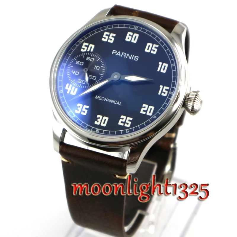 

2017 Issue Casual Man Watch Mechanical Hand Winding Watch Leather 44mm Parnis Hand Wind Mechaincal Watch 17 Jewels