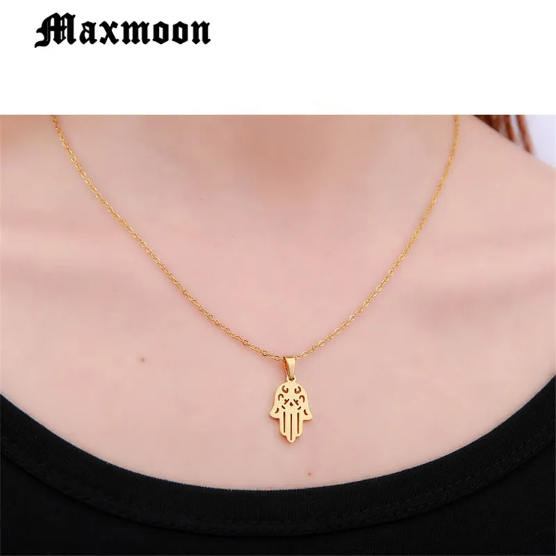 Массивное ожерелье Maxmoon Hamsa с подвеской из нержавеющей стали Фатимой женское