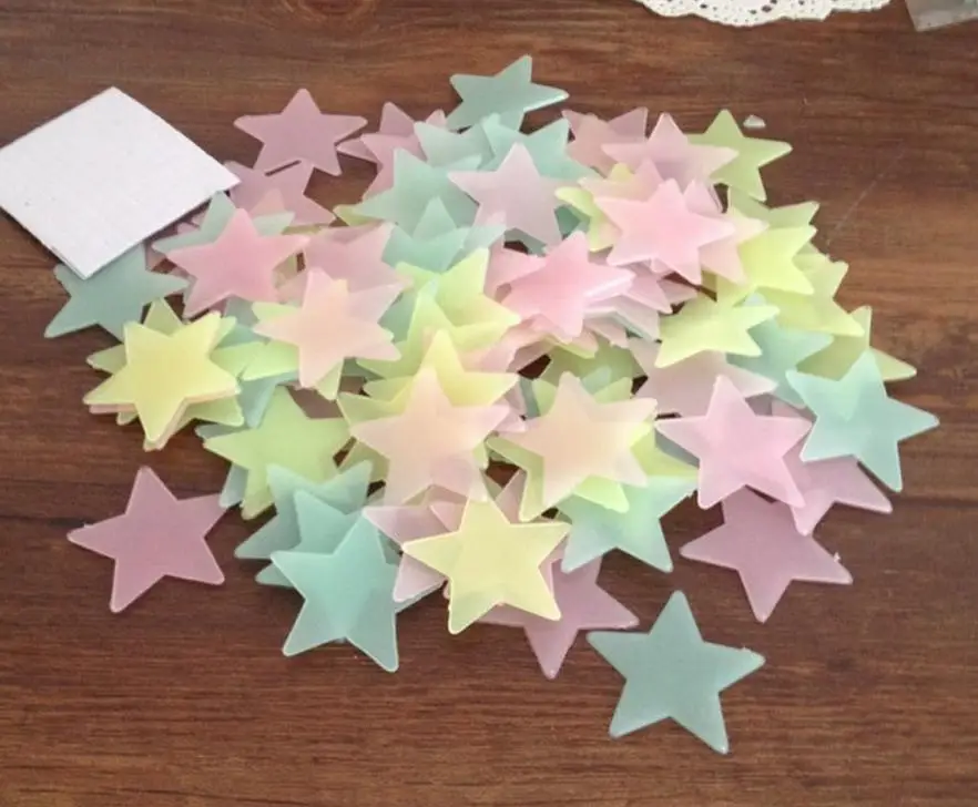 

3.8cm luminous stars in luminous patch SMD fluorescent stereoscopic wall stickers 100 / bag luminous paste Wall Stickers 3194