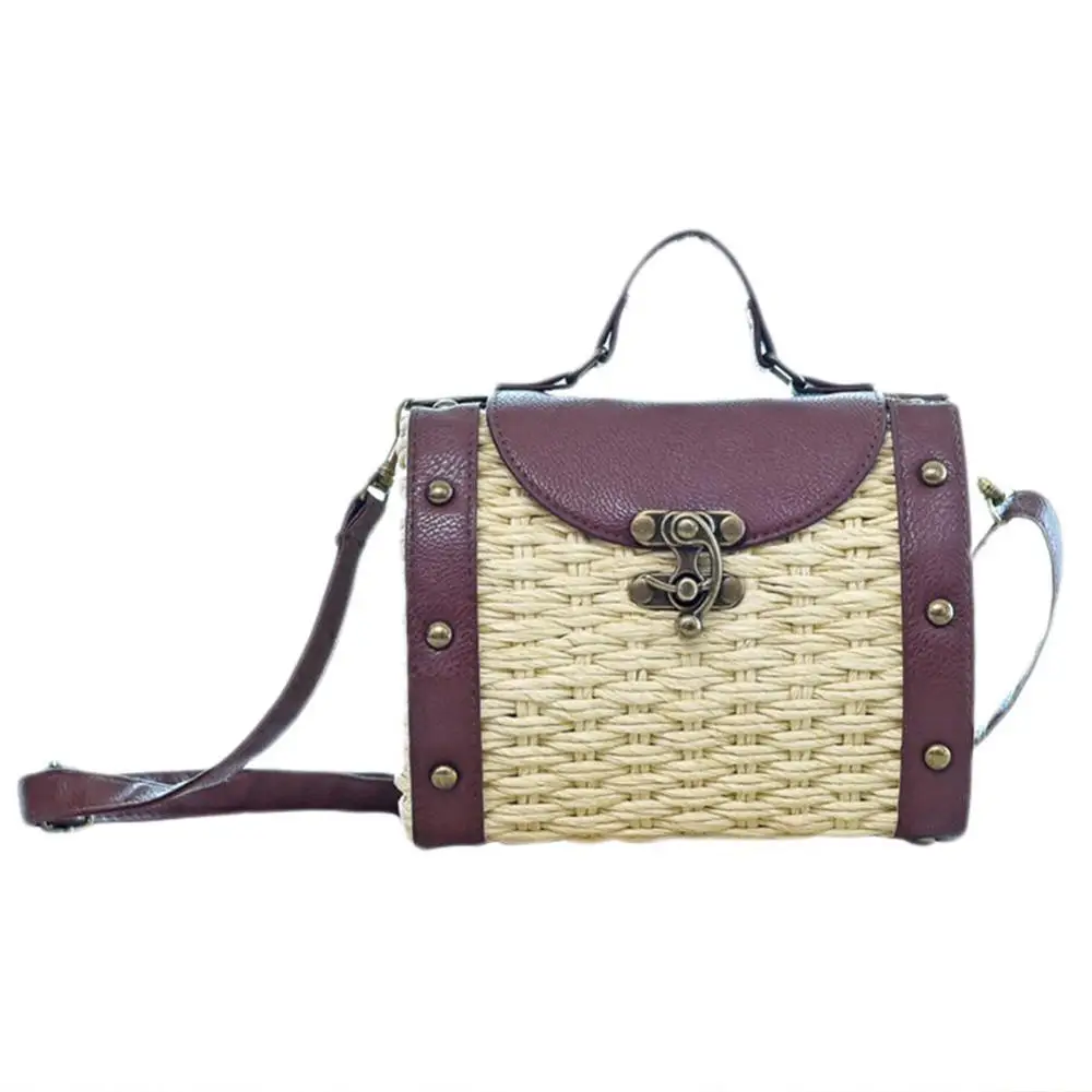 

Retro Sling Bag Rattan Woven Flap Bag Beach Crossbody Bag Fashion Handmade Natural Simple Storage Shouder Bag Totes For Ladies