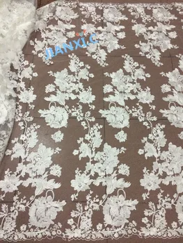 

Wholesale nigerian tulle lace fabric DiuDiu-71306 with sequins african french lace fabric for wedding dress