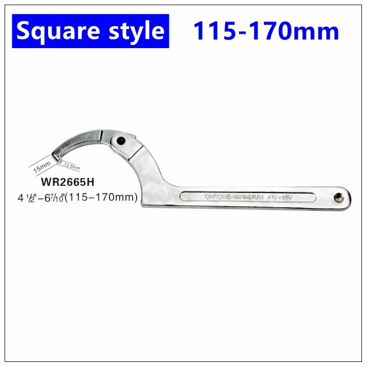 Боковое отверстие крючок Гаечные ключи Регулируемый Гаечные ключи квадратный Булавки глава Универсальный круглая гайка Гаечные ключи 19-170 мм гаечный ключ ручной многофункциональный инструмент Инструменты - Цвет: 115 to 170mm Square
