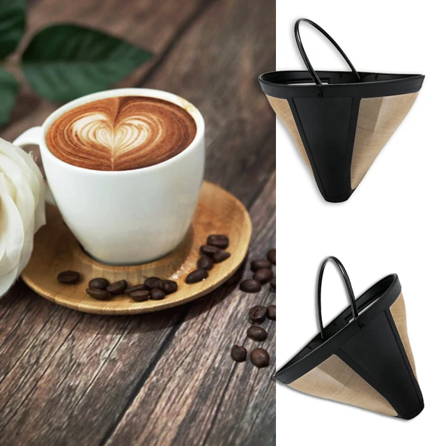 Special Offers Easy Clean Washable Reusable Permanent Coffee Filter Cone Shape 10-12 Cup Golden PP+ nylon Fine Mesh Coffee Maker Machine
