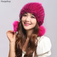 100% Real Mink Fur Hat for Women Winter Knitted Mink Fur Beanies Cap with Fox Fur Pom Poms 2017 New Thick Female Russian Cap 100% Real Mink Fur Hat for Women Winter Knitted Mink Fur Beanies Cap with Fox Fur Pom Poms 2017 New Thick Female Russian Cap
