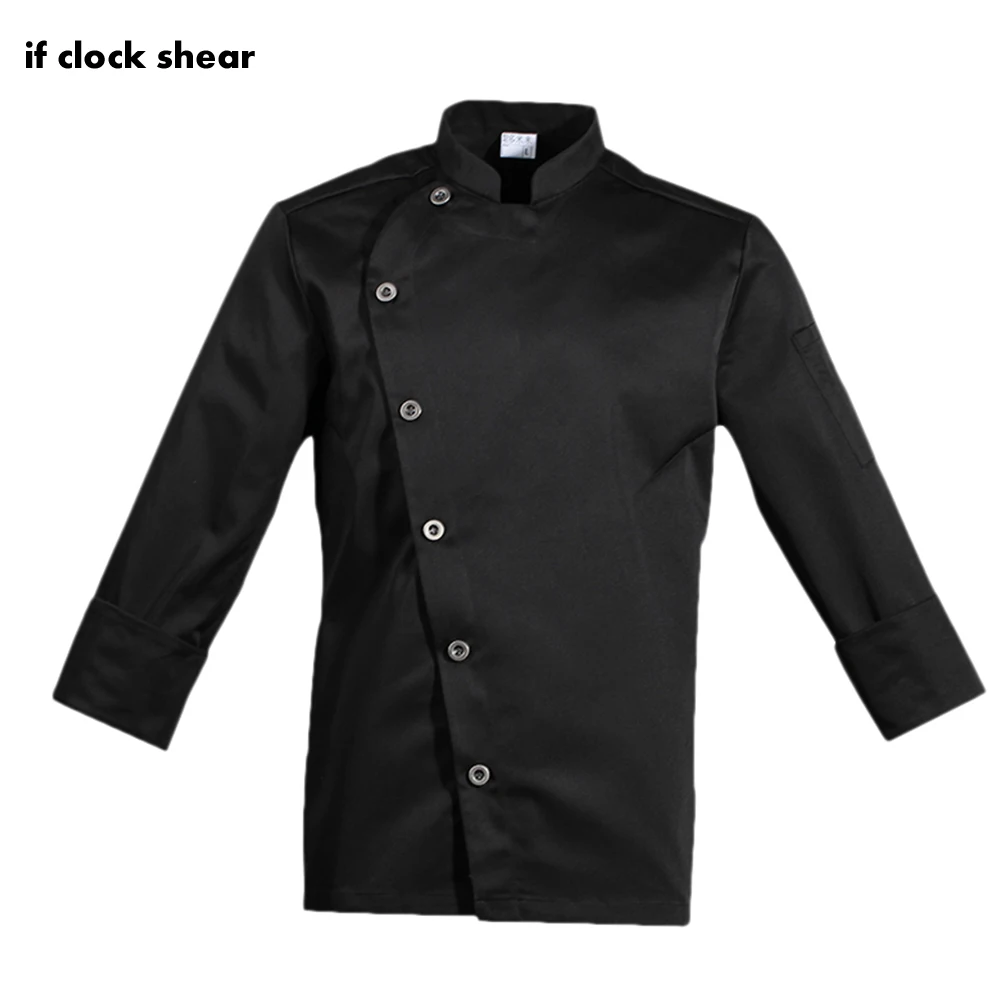 

Breathable Solid Black Color Food Service Uniforms Men Long Sleeves Restaurant Uniform Cafe Waiter Work Wear Chef Jackets Aprons