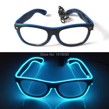 

Bright Fashion Color Blue Powered by2-AA batteries EL Wire Glowing Sunglasses EL wire rope cable For Party Lighting Supplies