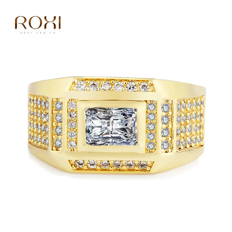 Gold color Wedding Rings for Women Men Couple Promise Band Anniversary Cubic Zirconia Engagement Jewelry Bijoux anillos Anel Z4