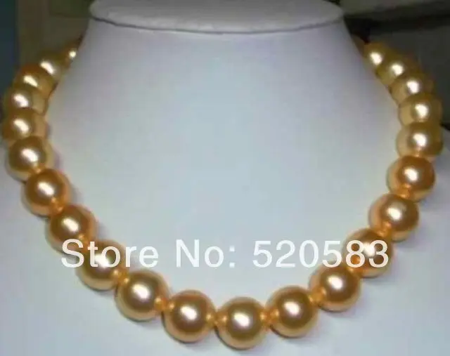 

18inch huge AA+11-12mm SOUTH SEA GOLDEN PEARL NECKLACE 14k PLATED (A0513)