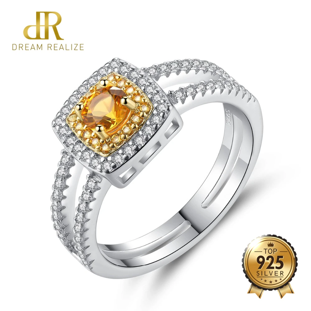

DR Brand Sterling Silver 925 Engagement Rings for Women Exquisite Round Colorful Prong Setting Bague Femme De Marque De Luxe