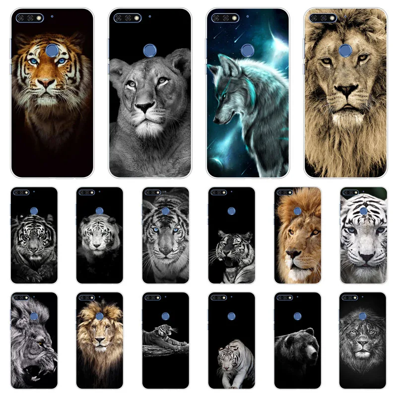 Huawei y7 pro 2018 Case Silicon tigon beast Painting Soft TPU Back Cover for Protect Phone cases shell |