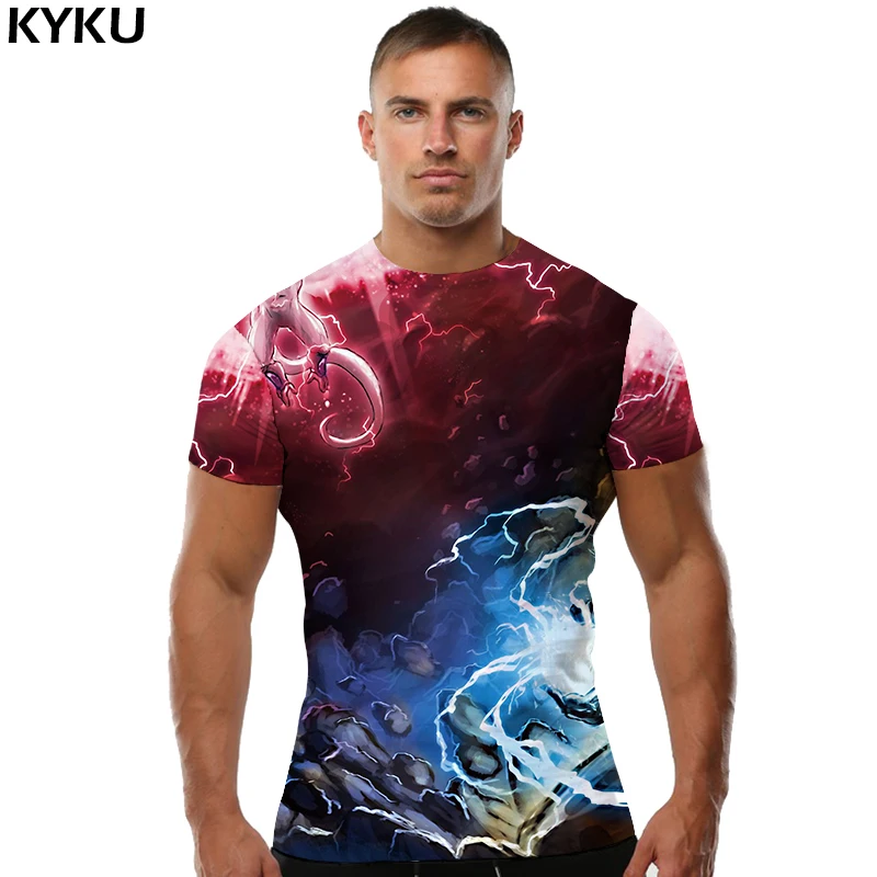 KYKU бренд Dragon Ball Z футболка Goku Топы красные волосы футболки с отпечатком руки