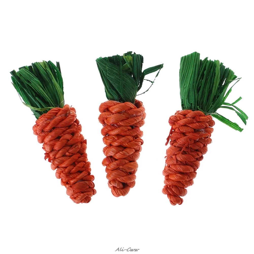 

3Pcs Carrot Shaped Rabbit Hamster Chew Bite Toys Guinea Pig Tooth Cleaning Toys