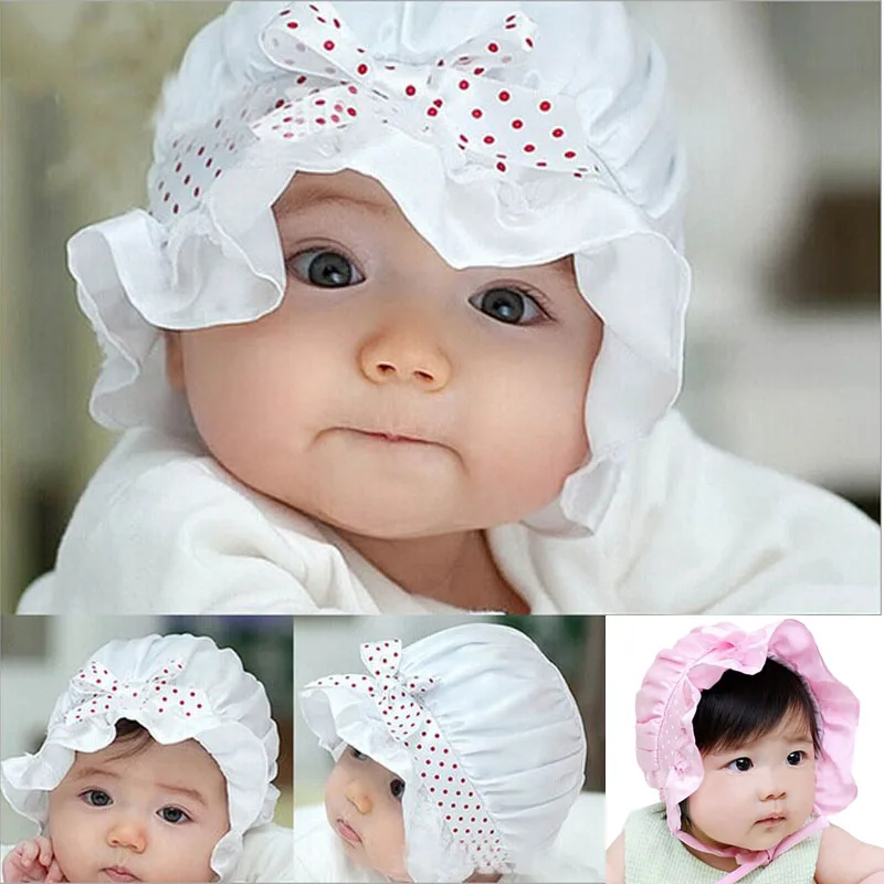 Newborn Baby Girl Bowknot Polka Dots Lace Summer Sun