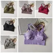 Женский бесшовный спортивный бюстгальтер, бегущий назад, с перекрестными ремешками, бюстгальтер для йоги со съемными подушечками, спортивный бюстгальтер, энергетический фитнес-топ, спортивная одежда