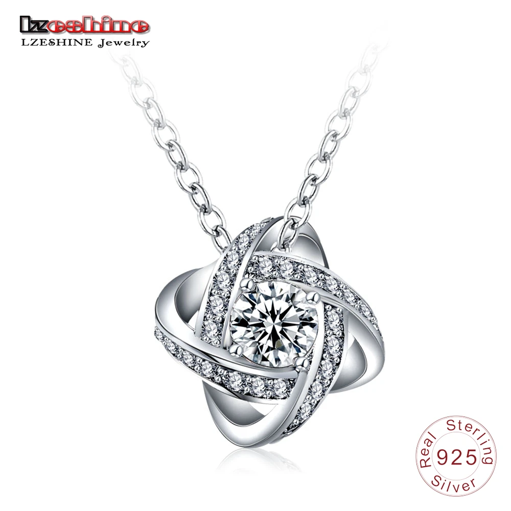

LZESHINE New Fashion 100% 925 Sterling Silver Pendants & Necklaces with AAA Zirconia Women Chain Pendant for Wedding SNL0042-B