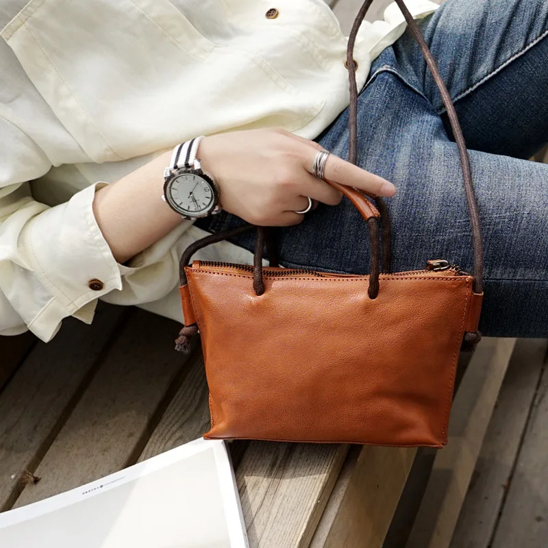 AETOO Leather Art Mini Retro Crossbody bag, cowhide handmade shoulder bag, lady small handbag
