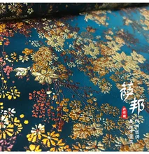 Ciano ouro flores de cetim tecido imite seda Tecido Brocado Jacquard Damasco Traje Vestuário Estofamento Mobiliário 72*50 tissu cm