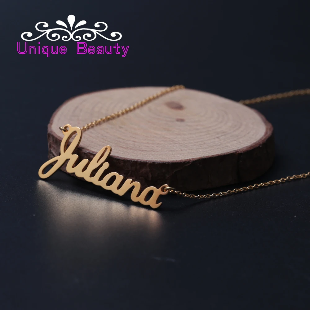 Fashion Women Name Necklace Customized Gold Plate 925 Solid Silver