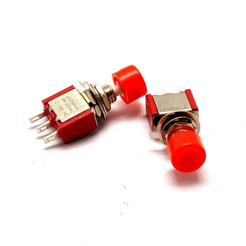 

5Pcs Red 3Pin C-NO-NC 6mm Mini Momentary Automatic return Push Button Switch ON-(ON) 2A 250VAC/5A 120VAC Toggle Switches