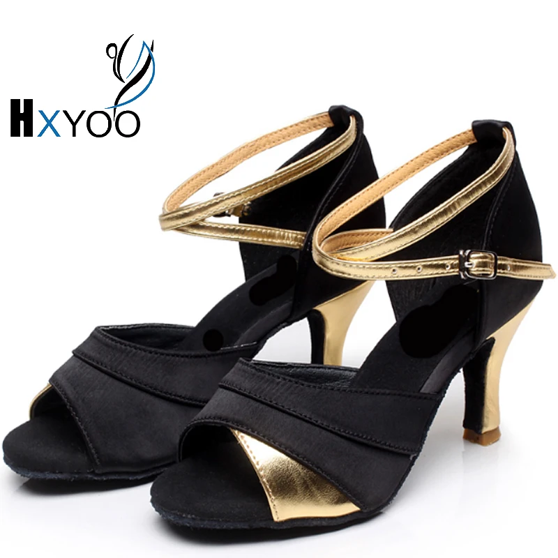 HXYOO 2018 Classic Satin Latin Salsa Dance Shoes Women Tango Ballroom Dance Shoes Soft Sole 3