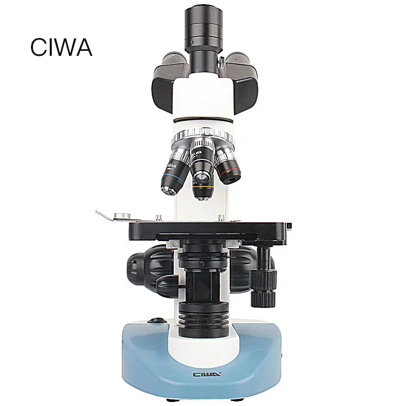 CIWA Профессиональный биологический 40X-1600X микроскоп бинокулярный бинокль HD научный эксперимент светодиодный монокулярный микроскоп