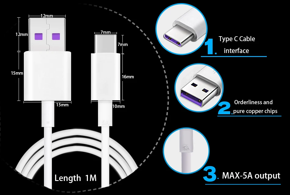 huawei Supercharge быстрое супер зарядное устройство mate 10 20 Pro P30 P10 P20 Nova5T 4.5V5A type-C USB 3,0 type C кабель