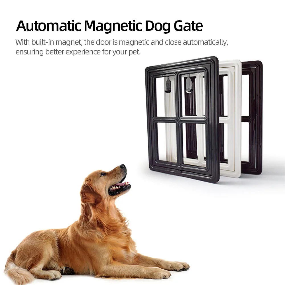 Us 15 29 45 Off Lockable Cat Dog Pet Door Security Flap Door Plastic M L Pet Screen Door Automatic Magnetic Dog Gate Kitten Flap Door In Dog Doors