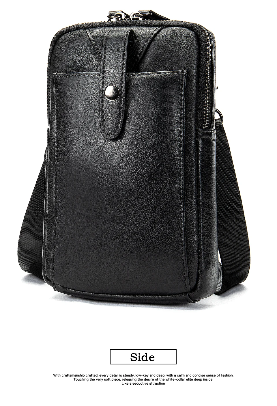 Men's Bag Crossbody Shoulder Bag Genuine Leather Male Mini Fanny Pack Clutch Small Money Belt Bags for Men Pouch Pack 12
